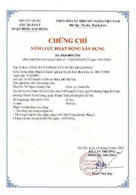 Vietnam Megaspace Construction General Construction Contracting Grade a Certificate